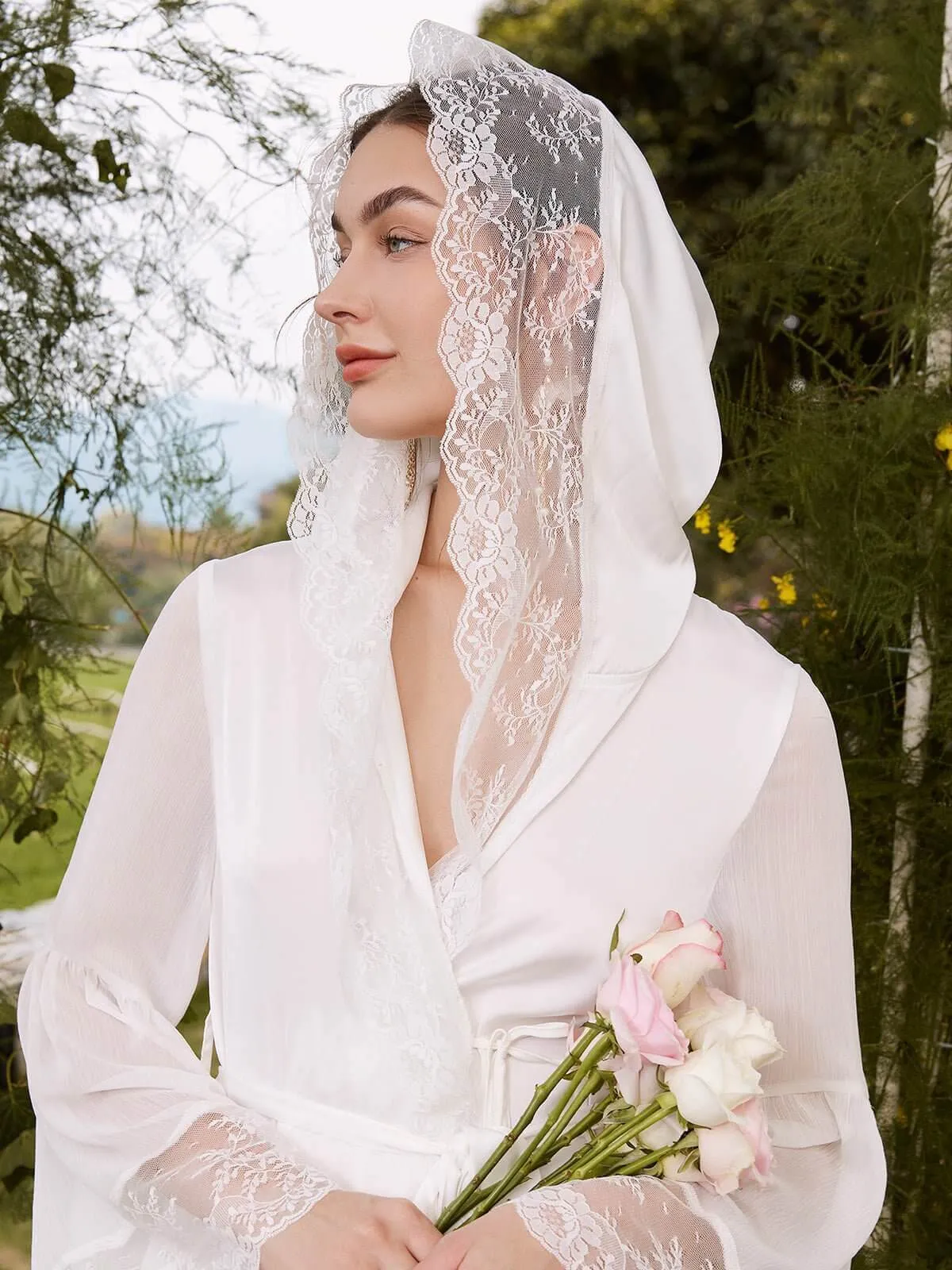 White Hooded Bridal Robe