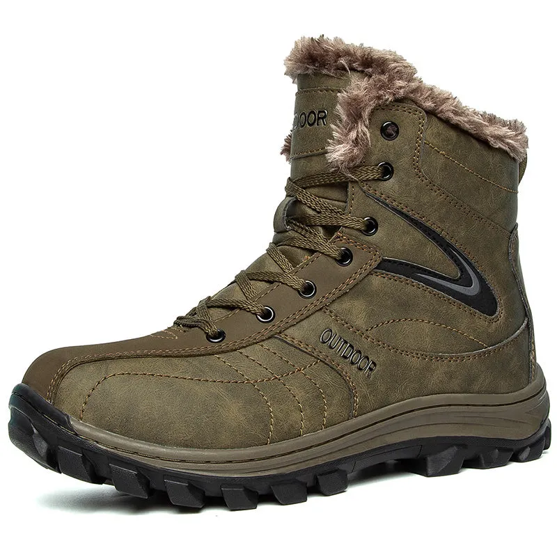 Winter Explorer Snow Boots - Premium Leather, Wear-Resistant, Warm Fleece Lining, Non-Slip Sole, Comfortable Fit, Waterproof, Breathable, Ideal for Hiking, Outdoor Activities, and Cold Weather - Durable, Long-Lasting, and Stylish