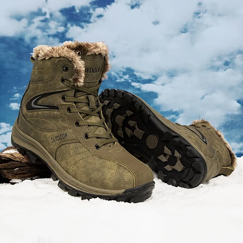 Winter Explorer Snow Boots - Premium Leather, Wear-Resistant, Warm Fleece Lining, Non-Slip Sole, Comfortable Fit, Waterproof, Breathable, Ideal for Hiking, Outdoor Activities, and Cold Weather - Durable, Long-Lasting, and Stylish