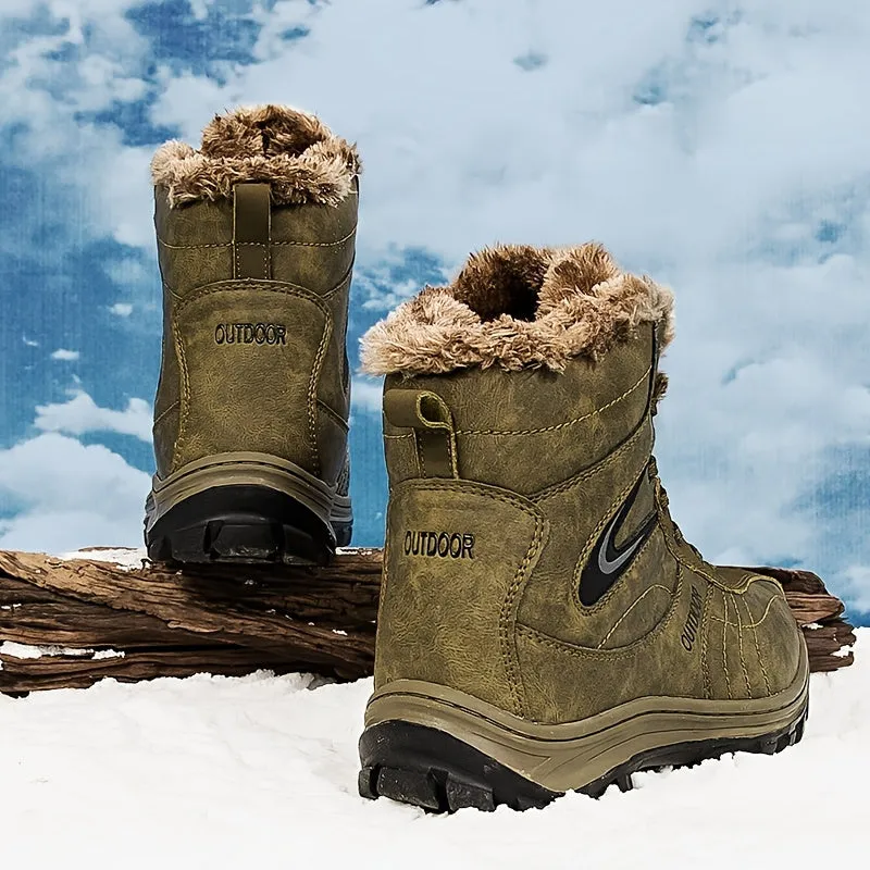 Winter Explorer Snow Boots - Premium Leather, Wear-Resistant, Warm Fleece Lining, Non-Slip Sole, Comfortable Fit, Waterproof, Breathable, Ideal for Hiking, Outdoor Activities, and Cold Weather - Durable, Long-Lasting, and Stylish