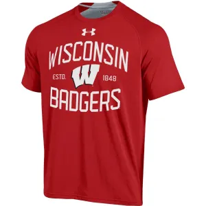 Wisconsin Badgers Under Armour Red Charged Cotton HeatGear Anti-Odor T-Shirt