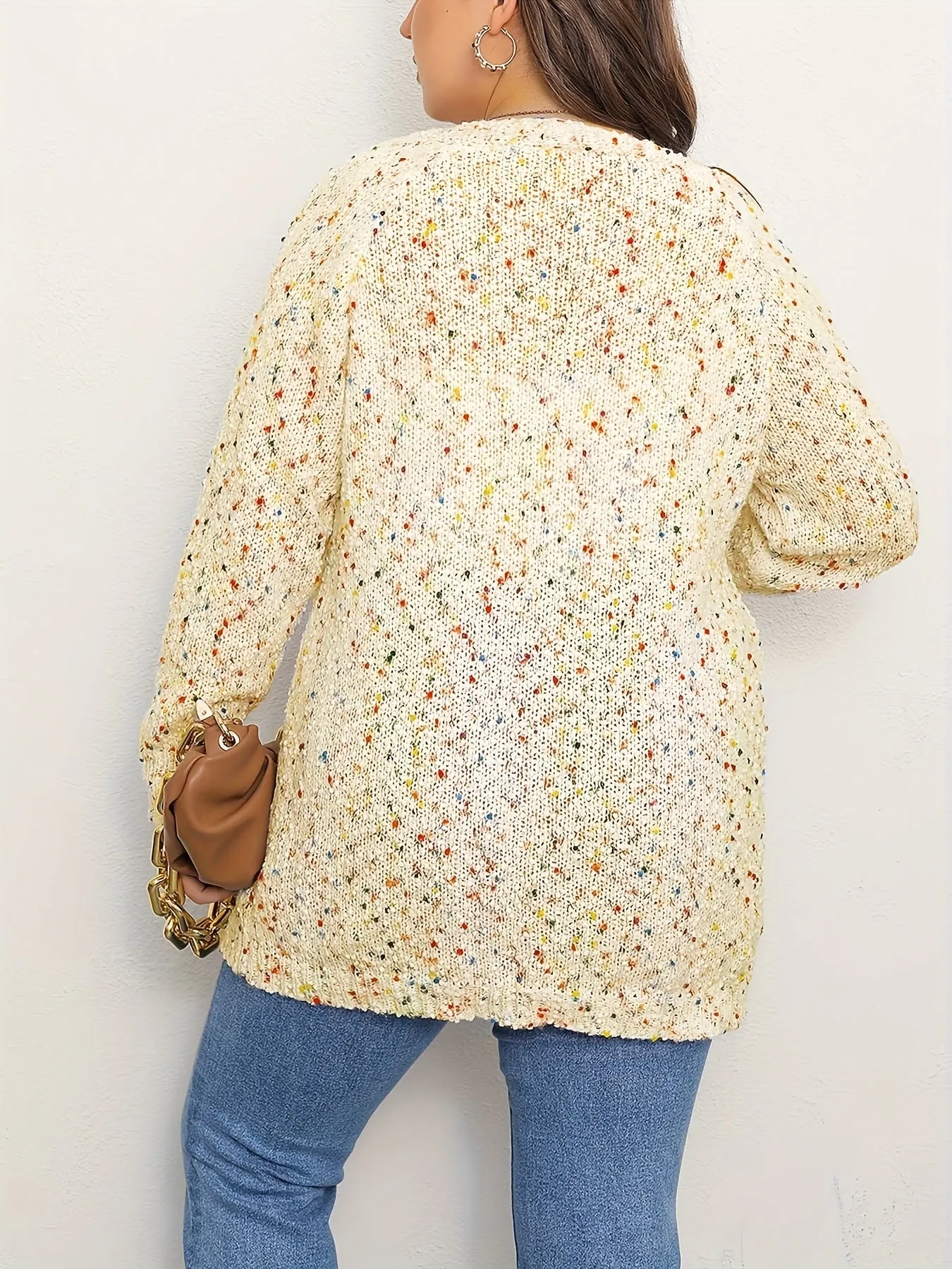 Womens Plus Size Rainbow Dot Long Sleeve Cardigan for Comfort