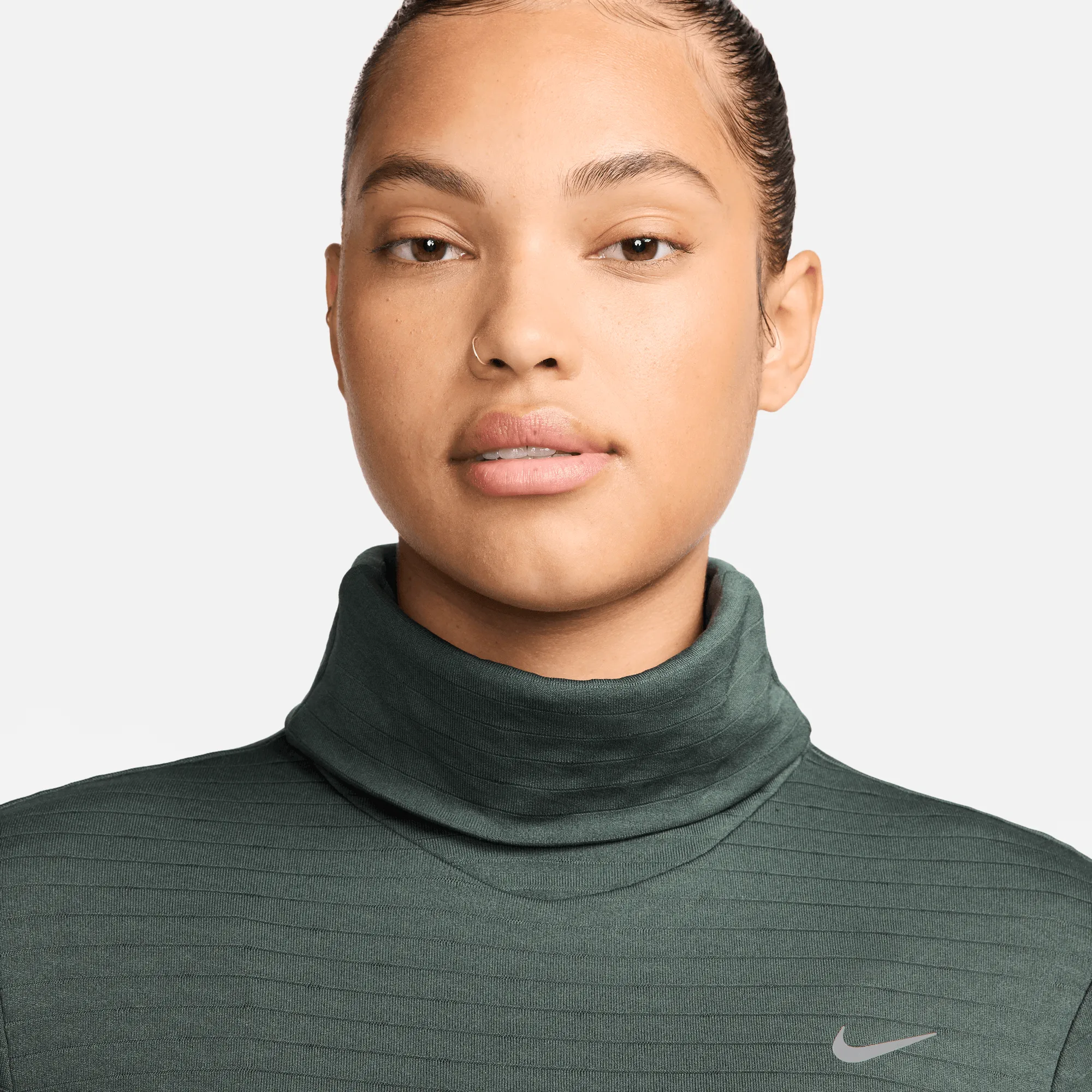 Women's Therma-FIT Element Swift Turtleneck Running Top (338 - Vintage Green/Reflective Silver)