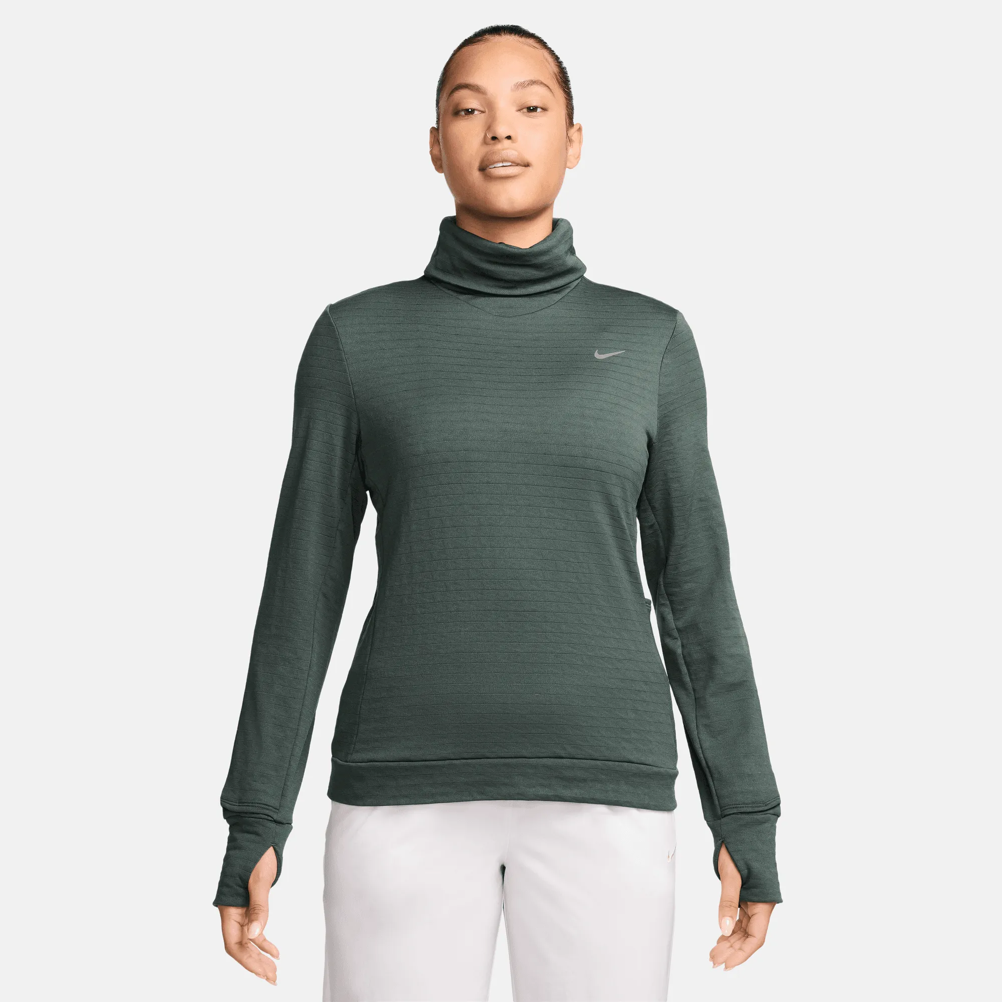 Women's Therma-FIT Element Swift Turtleneck Running Top (338 - Vintage Green/Reflective Silver)