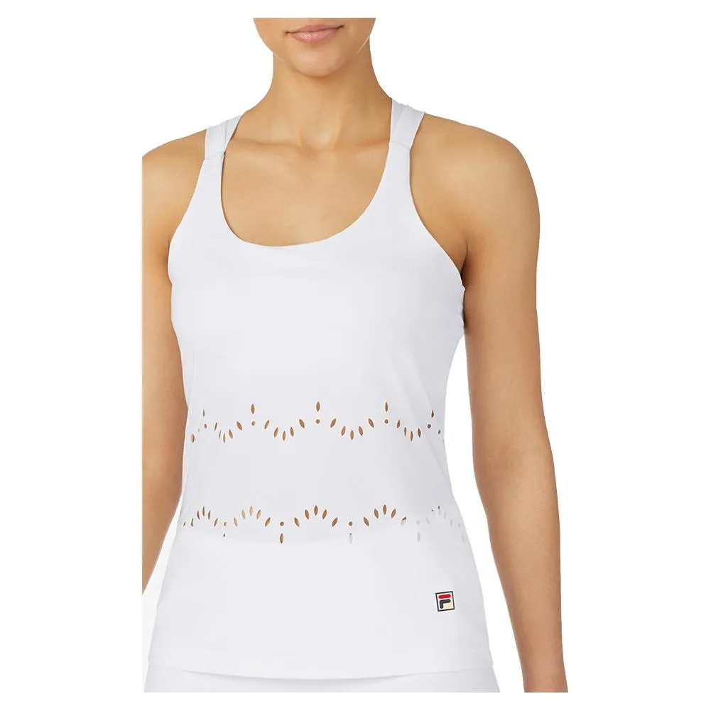 Women's Whiteline Lasercut Crossback Tennis Tank White