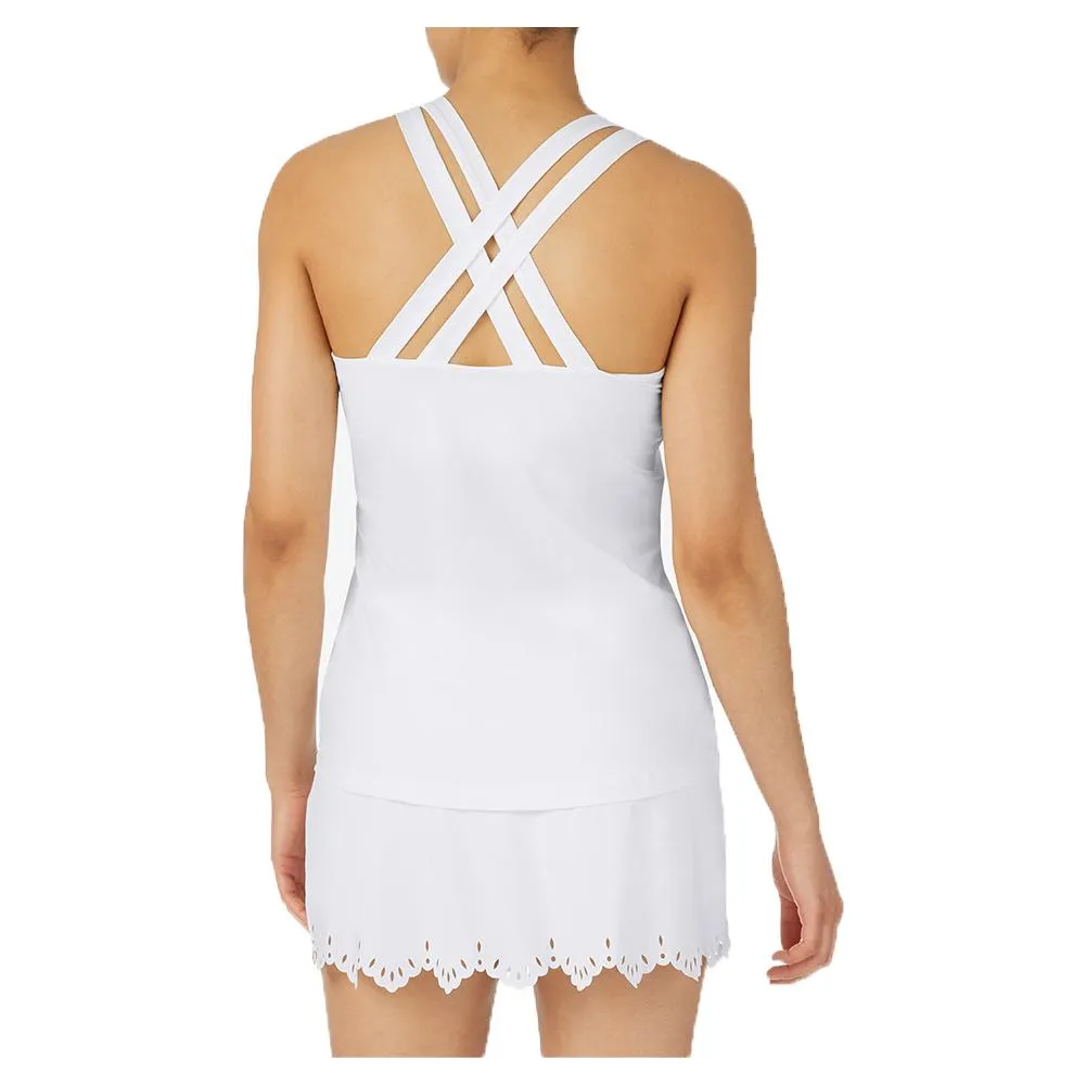 Women's Whiteline Lasercut Crossback Tennis Tank White