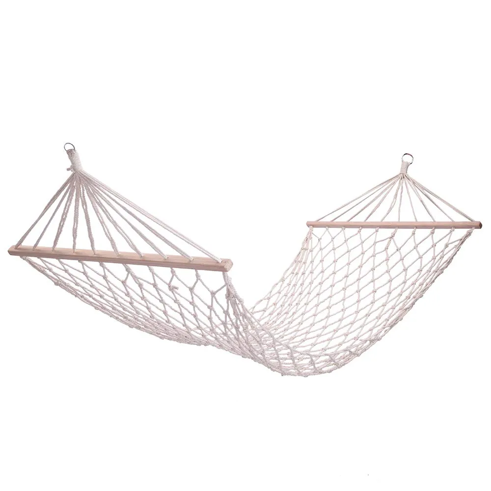 Wood Pole Cotton Rope Hammock Bed - Tenozek