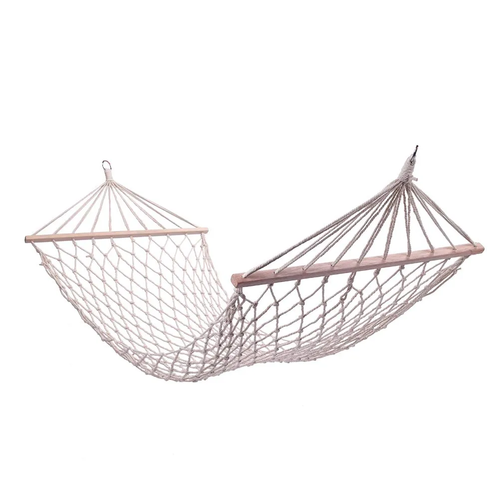 Wood Pole Cotton Rope Hammock Bed - Tenozek