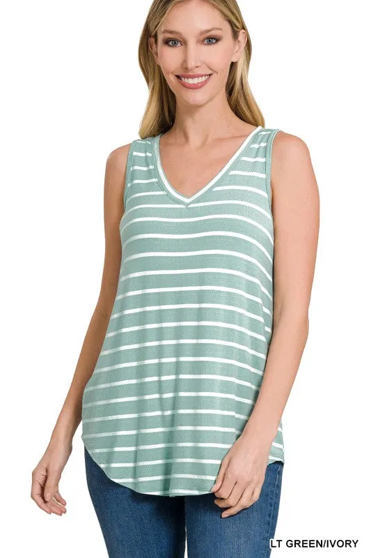 Zenana Living For the Thrill Stripe Tank